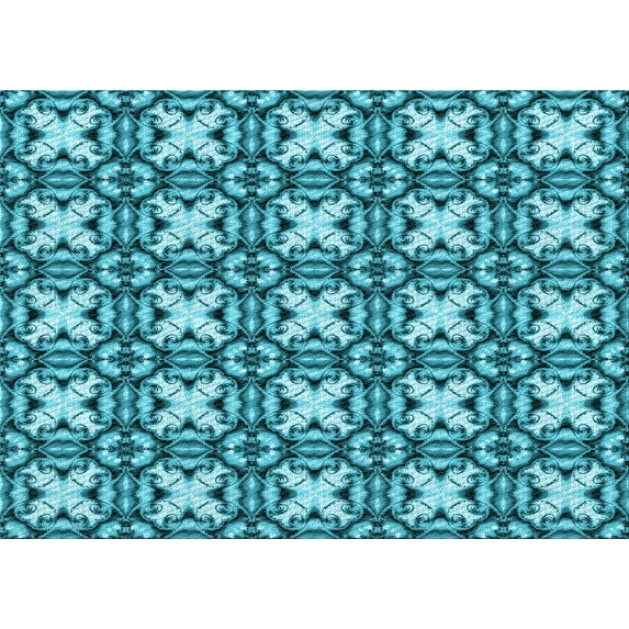 Ahgly Company Machine Washable Indoor Rectangle Transitional Teal Green Area Rugs, 8' x 10'