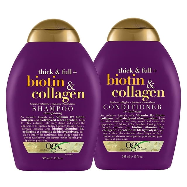 Pack de Shampoo y Acondicionador Ogx Biotina y Colageno 385 ml c/u