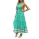 thumbnail image 4 of Txlixc Vestido de mujer con cuello halter, estampado de flores, sin mangas, sin espalda, dobladillo con volantes, vestido largo Txlixc  Casual, 4 of 7