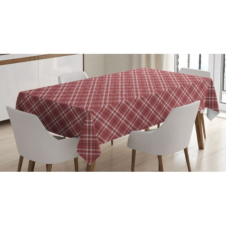 

Checkered Tablecloth Diagonal Checkered Pattern with Strips and Rhombus in Rose Tones Rectangle Satin Table Cover Accent for Dining Room and Kitchen 52 X 70 Dried Rose White by Ambesonne