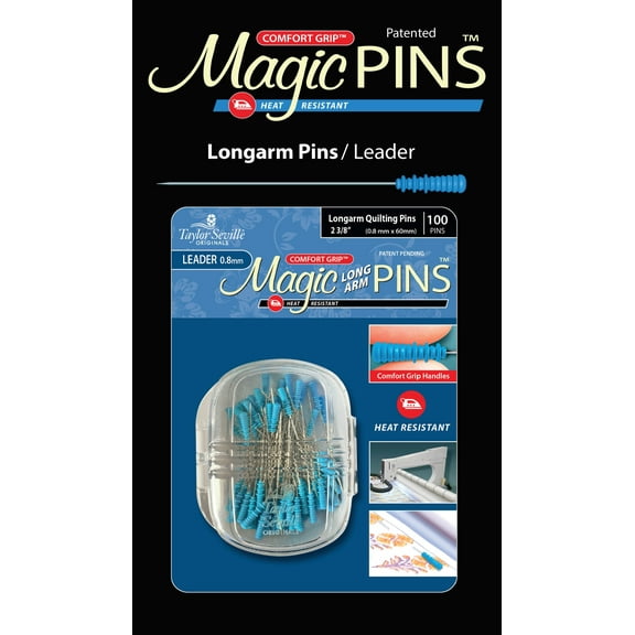 Taylor Seville Magic Pins - Long Arm Leader-Blue 100/Pkg