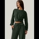 thumbnail image 4 of Conjunto de Chándal de 2 Piezas para Mujer: Sudadera Corta con Parte Delantera y Pantalón Deportivo de Pierna . Conjunto de Estar por Casa. Verde Oliva XXL, 4 of 8