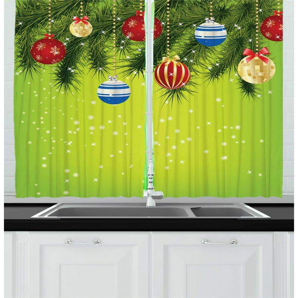 Christmas Curtains 2 Panels Set, Hanging Ornaments ...