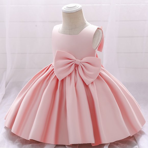 Vestido de princesa para niños Vestido de bebé de un año Vestido de niña con lazo para banquete de cumpleaños Vestido de actuación