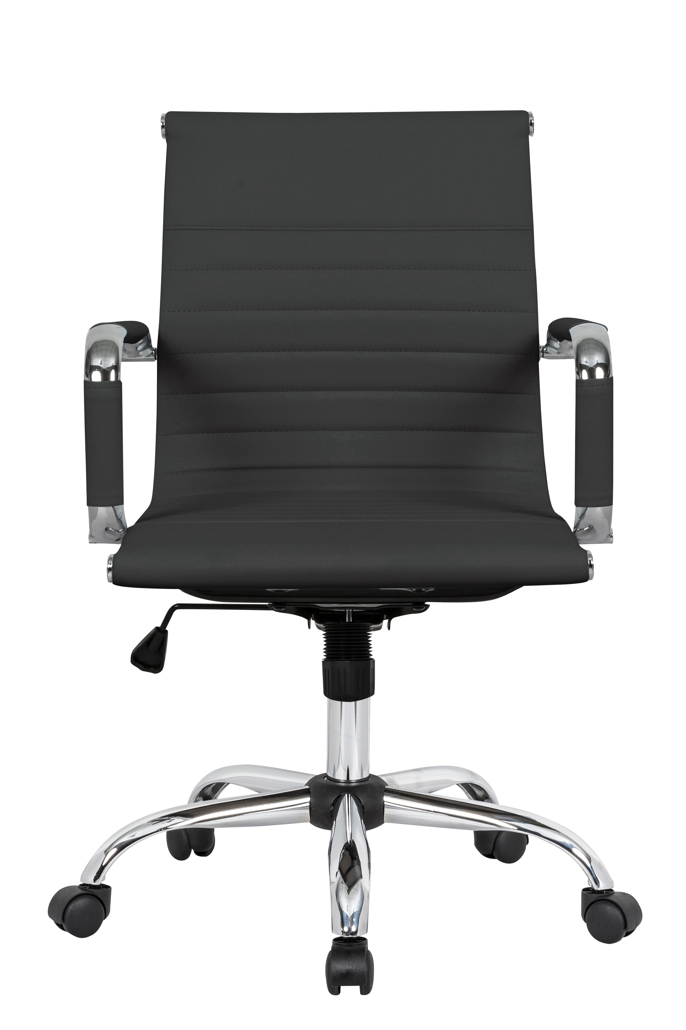LeisureMod Harris Modern Adjustable Swivel Leather Task Office Chair with Tilt and Ergonomic Design, Black