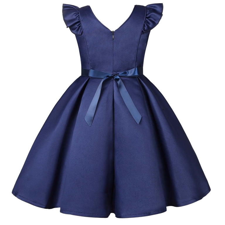 Atogsazn Girls Birthday Dress Sloping Shoulder Bridesmaid Wedding Princess Dresses  Children's Bow Ball Evening Party Dresses Navy 7-8 Years on Clearance -  Walmart.com