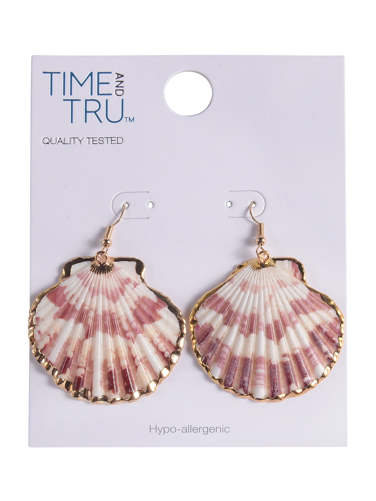 Time and Tru Adult Female Gold-Tone Metal and Clam Shell Drop Earring