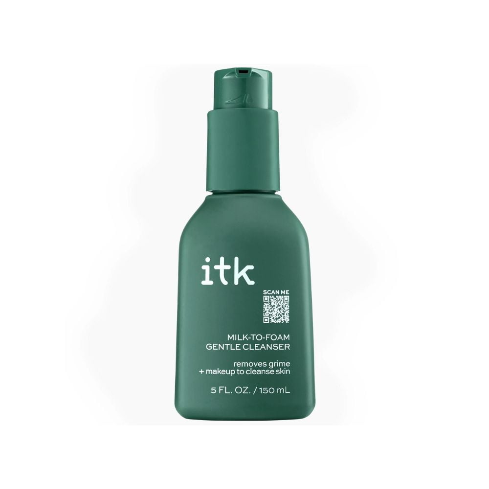 ITK Milk-to-Foam Gentle Cleanser, 5 oz + Prebiotic Gel Moisturizer for Acne Prone, 2 oz (Variety Pack)