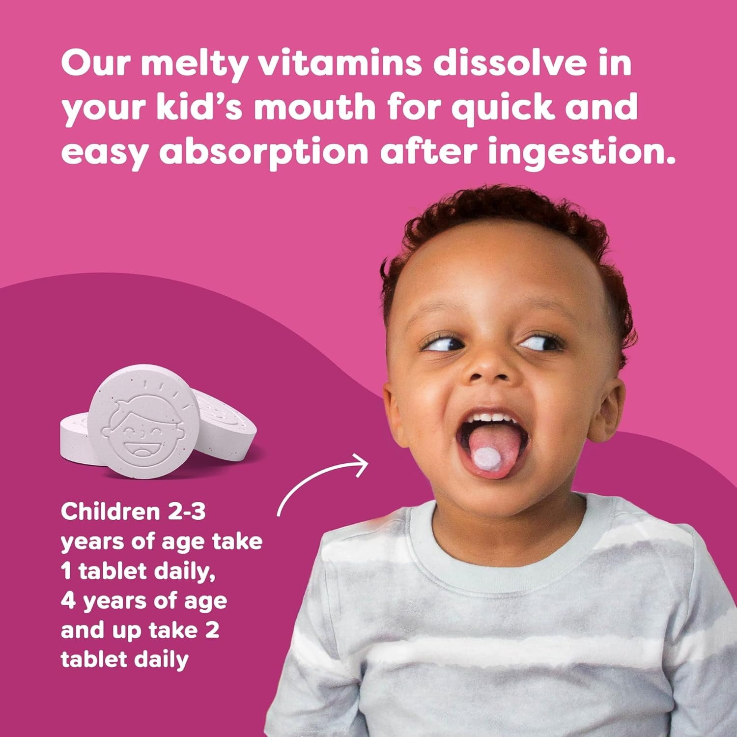 Renzo’s Captain Calm Magnesium for Kids with L-Theanine, Sugar-Free, Vegan Melty Tabs, 60 Count