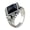 Silver Dark Blue, variant on Men's Stainless Steel Vintage Personalized Synthetic Turquoise Stone Rings Thumb Pinky Ring Silver White Size 10