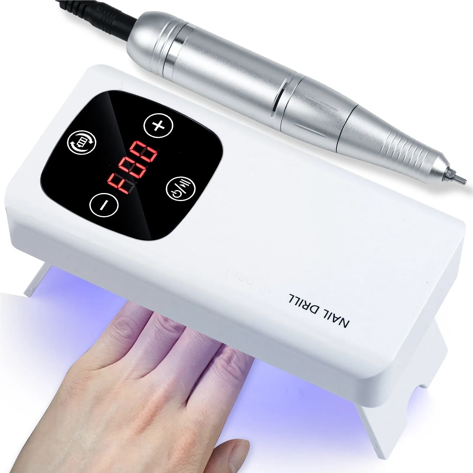 Professional 45000RPM Electric Nail Drill Machine - Cordless Rechargeable for Salon & Home, Portable Manicure Kit LED Light