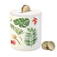 thumbnail image 3 of Plant Piggy Bank, Diverse Pattern of Leaves and Flowers from Tropical Lands Heliconia Philodendron, Ceramic Coin Bank Money Box for Cash Saving, 3.6" X 3.2", Multicolor, by Ambesonne, 3 of 4