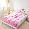 thumbnail image 3 of Erosebridal Pink Bowknot Queen Sheet Sets for Girl, Initial C Letter Bed Set, 4-Piece, 3 of 5