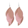 thumbnail image 3 of YSNOOWE 1Par Pendientes Colgantes De Cuero Rosa Con Lentejuelas Para Fiesta Y Uso Diario, 3 of 8