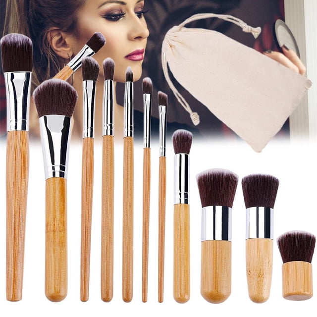 Makeup Brush Cosmetics Brushes Kit Natural Bamboo Make Up Brushes Set Makeup Brush Natural Bamboo Make Up Brushes Set Soft Powder Cream Cosmetics Brushes Kit