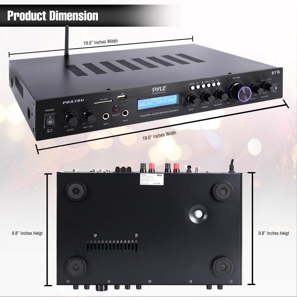 Pyle Home Theater Amplifier Audio Bluetooth MP3/USB/SD/AUX/FM Receiver, with 4x Enrock Audio Systems 4-Inch 3-Way In Door/Out Door Box-Speaker (White), Enrock Audio 16-Gauge 50 Foot Speaker Wire