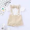 thumbnail image 2 of LWNYDPLSD Wedding Ring Bearer Outfits for Baby Boy Suit Newborn Boy Vest Short Sleeve Bowtie Shirt Suspender Summer Gentleman Shorts Wedding Graduation Dress Party Sets Infant Boy Clothes, 2 of 8
