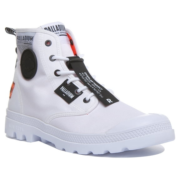 Palladium Pampa Lite Unisex Lightweight Lace Up Canvas Ankle Boot In White Size 5.5