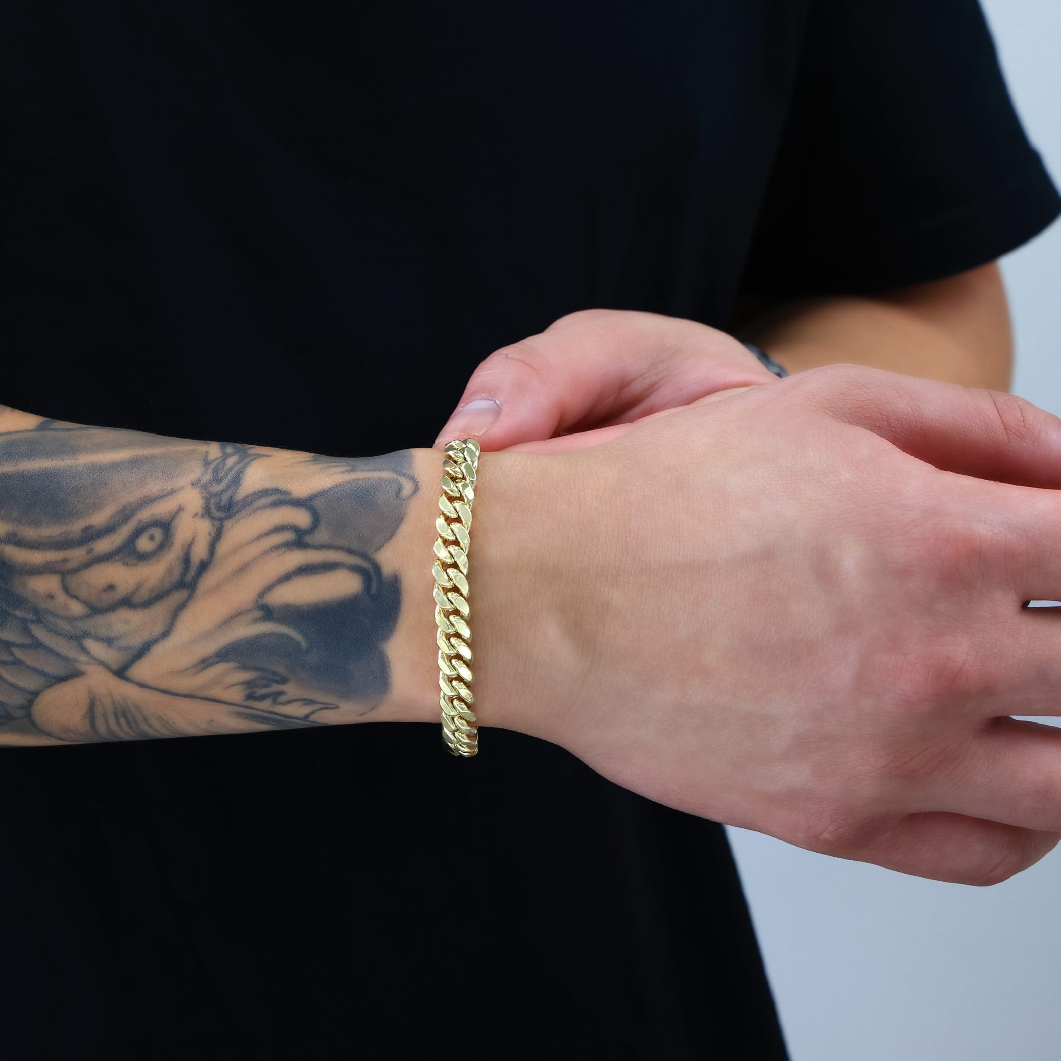 Nuragold 14K Real Yellow Gold Miami Cuban Link Chain Bracelet 7"-9" (3mm-12.5mm) Italian Jewelry for Men & Women