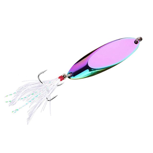 CHAO Señuelo de pesca de metal deslumbrante, cebo con lentejuelas, cucharillas de pesca de metal con plumas para uso en pesca de agua dulce, 10 g