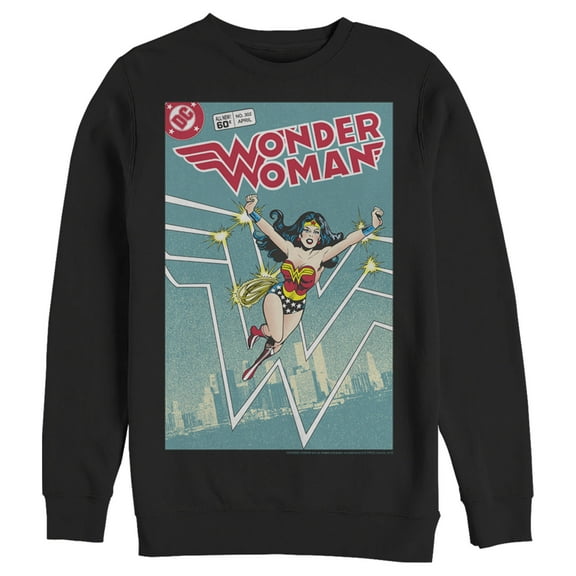 Men's Justice League Retro Comic Cover Sweatshirt Black Large