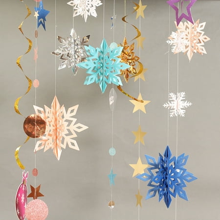 

KAOU Christmas Tree Dimensional Snowflake Party Window Shop Mall Decoration Pendants