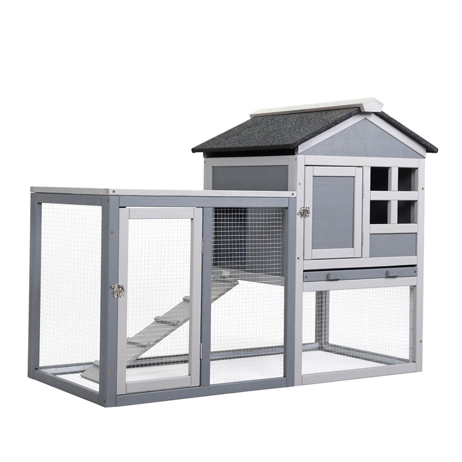Canddidliike 48in Outdoor Waterproof Rabbit Hutch Wooden Guinea Pig Pet House in Gray Canddidliike 48in Outdoor Waterproof Rabbit Hutch Wooden Guinea Pig Pet House in Gray