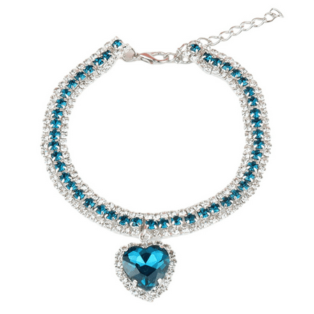 Dog Shiny Rhinestone Collar Cat Heart Diamond Jewelry Necklace Pet Bling Princess Puppy Supplies Accessories C
