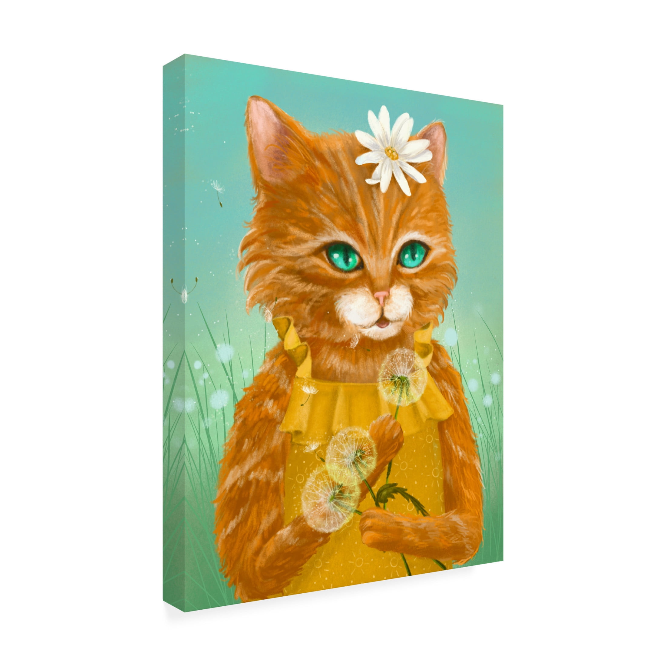 Canvas Wall Art - Christine Rotolo 'Wildflower Cats 2' Wall Art for Living Room, Bedroom, or Office Décor by Trademark Fine Art - 14 x 19 Inches