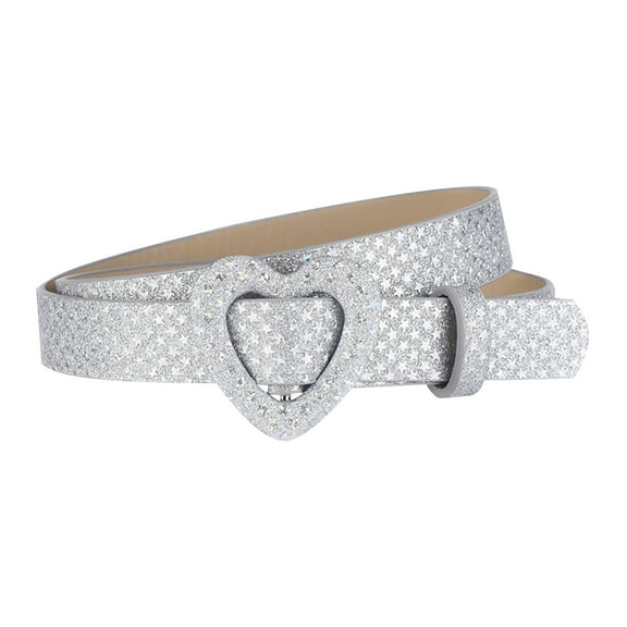 ZACPNCV Girls Belt Kids PU Leather Waist Belt Hollow Heart Design Metal Buckle for Girl Pants Jeans Dress White Free Size