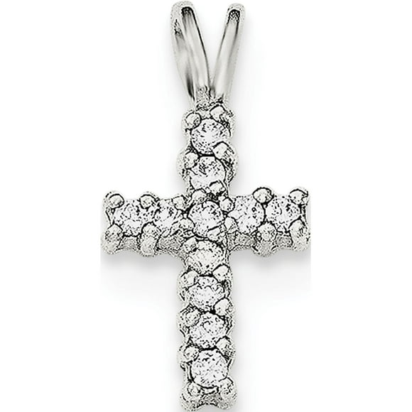 925 Sterling Silver Polished CZ Cross Pendant / Charm