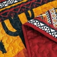 thumbnail image 6 of Chezmoi Collection Rodeo 3-Piece Southwestern Sunset Cowboys Quilt Set Full, Multicolor Red Orange Black White Printed Microfiber Lightweight Bedspread Set for All season, 6 of 9