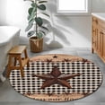thumbnail image 4 of Texas Star Plaid 3ft Area Rug, Farmhouse Black Brown Texas Vintage Washable Non-Slip Small Round Rugs for Entryway Bedroom Kitchen, Soft Circle Carpet for Dining Room, Playroom Nursery Rug, 4 of 9