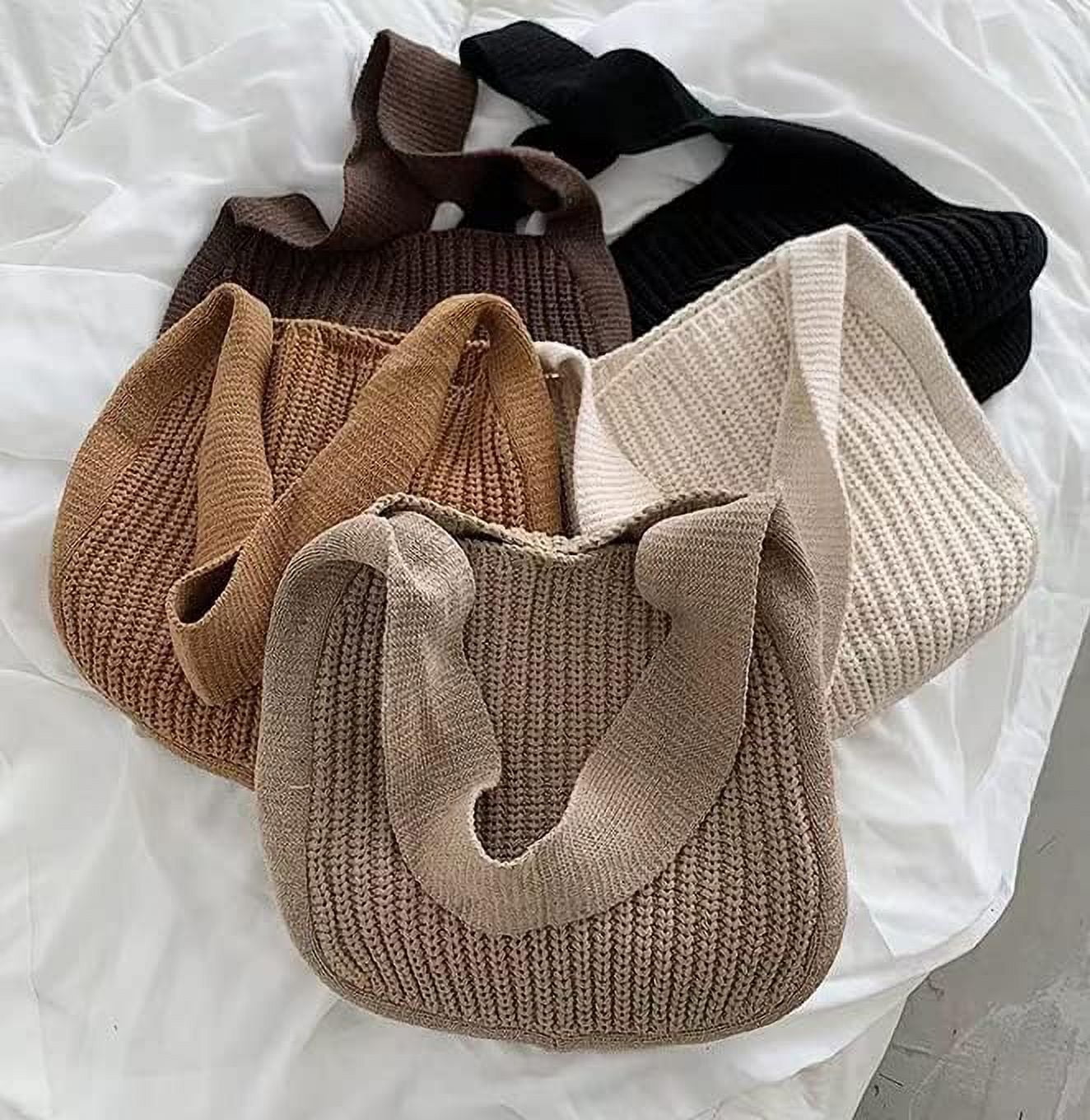 Kukuzhu Large Crochet Tote Bag for Women Casual Hobo Bag Shoulder Bag Retro Knitted Purses Handbag Beach Travel Tote Bag