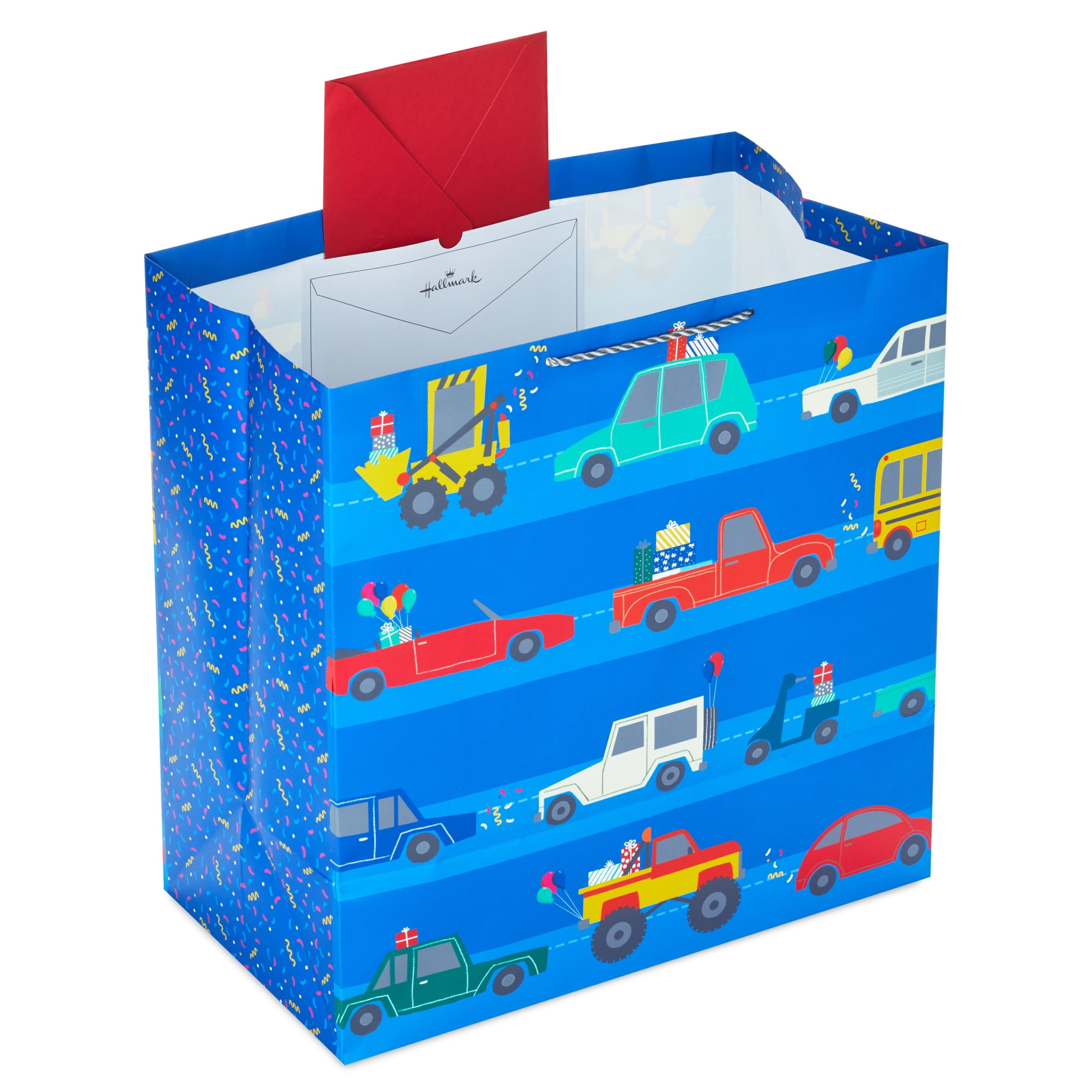 Hallmark Extra-Deep Gift Bag (Vehicles on Blue)