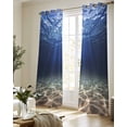 thumbnail image 5 of Navy Blue Ocean Waves Sheer Curtains 63 Inch Length 2 Panels Set for Living Room/Bedroom, Summer Beach Coastal Abstract Kitchen Curtains Grommet Semi-Sheer Curtains Drapes Window Treatments 42"x63"x2, 5 of 7