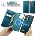 thumbnail image 4 of Magnetic 2 in 1 Magsafe Detachable Wallet Case for iPhone 16 Pro with Card Holder Women Men, Retro PU Leather【RFID Blocking】Kickstand Shockproof Cover, 4 of 14