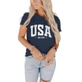 thumbnail image 2 of Camiseta INFITTY para mujer con la bandera estadounidense del 4 de julio, azul marino, 2 of 4