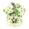 thumbnail image 6 of Boys St Patricks Day Shirt with Gnome & Shamrock Print, Short Sleeve Button Down, Comfortable Stretch Fabric, Sizes 2T-14Y,Size 2 T, 6 of 7