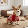 thumbnail image 5 of Deago Dog Striped T-Shirt with Leash Ring Warm Breathable Winter Pet Apparel Colorful Soft Puppy Sweatshirt Clothes for Small to Medium Dogs Puppy (Red, XL), 5 of 8