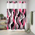 thumbnail image 6 of No Hook Shower Curtain with Built-in Rings - Pink Black Grey Lines Washable Waterproof Fabric Bathroom Curtains for Hotel,Rentals, 60 X 72 Inch Long , Modern Abstract Stripes, 6 of 9