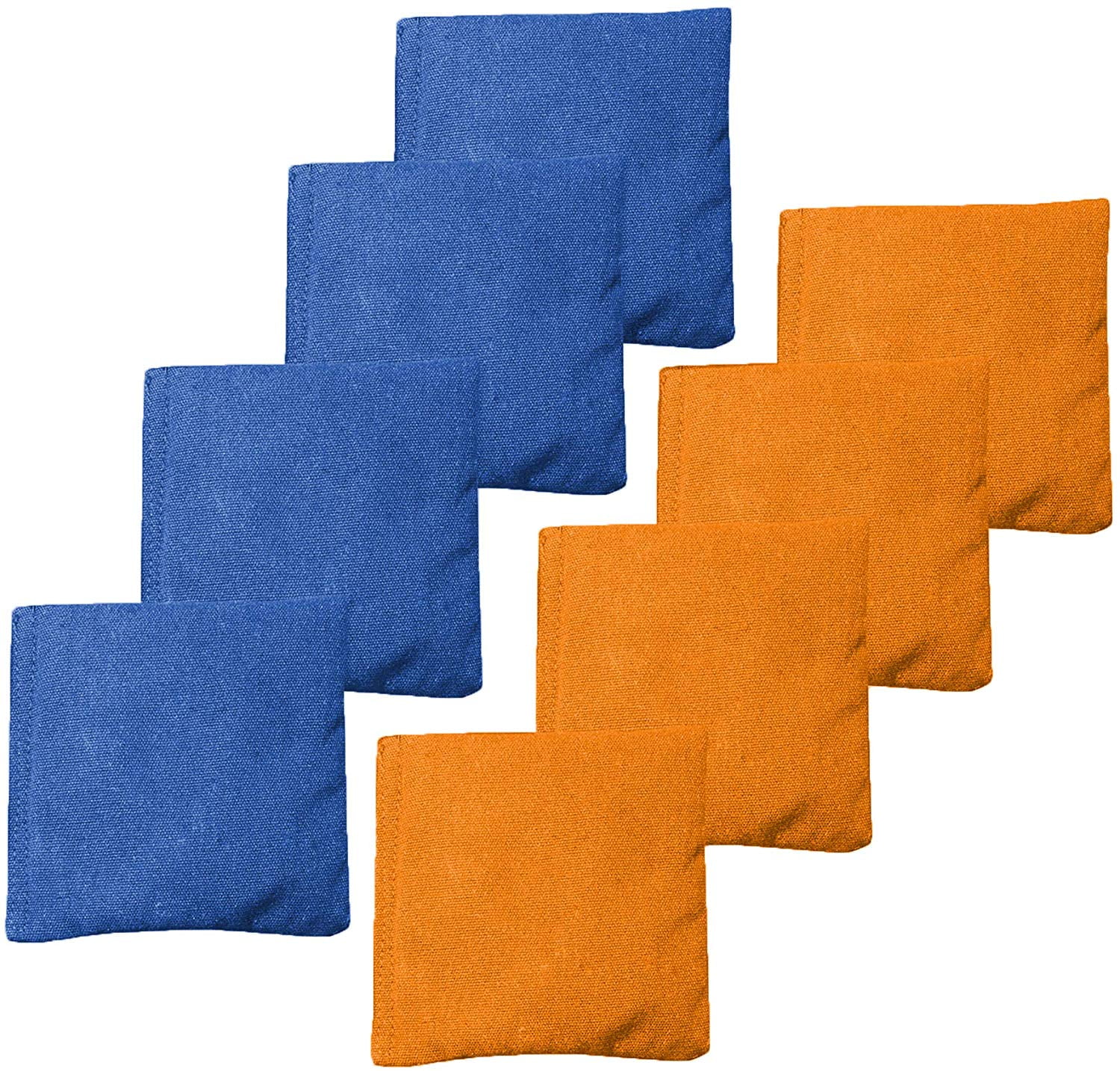 Navy Blue & Orange Duck Cloth All Weather Cornhole Bean Bags Set of 8 
