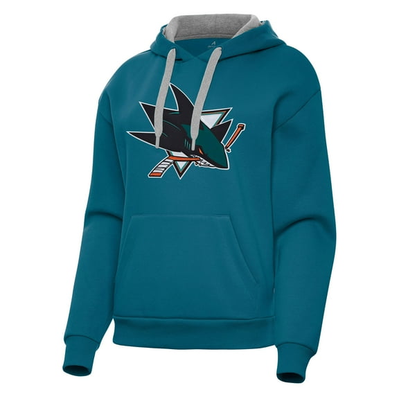 Women's Antigua Teal San Jose Sharks Victory Pullover Hoodie