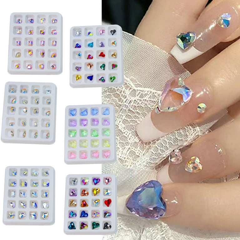 Rhinestone Kits Silicone Led Lamp Nails 20PCS 3D Crooked Peach Nail Drill  Rhinestones Love Heart Peach Rhinestones In Two Different Sizes For Nails  3D Decoration Rhinestones Diamonds Manicure DIY 