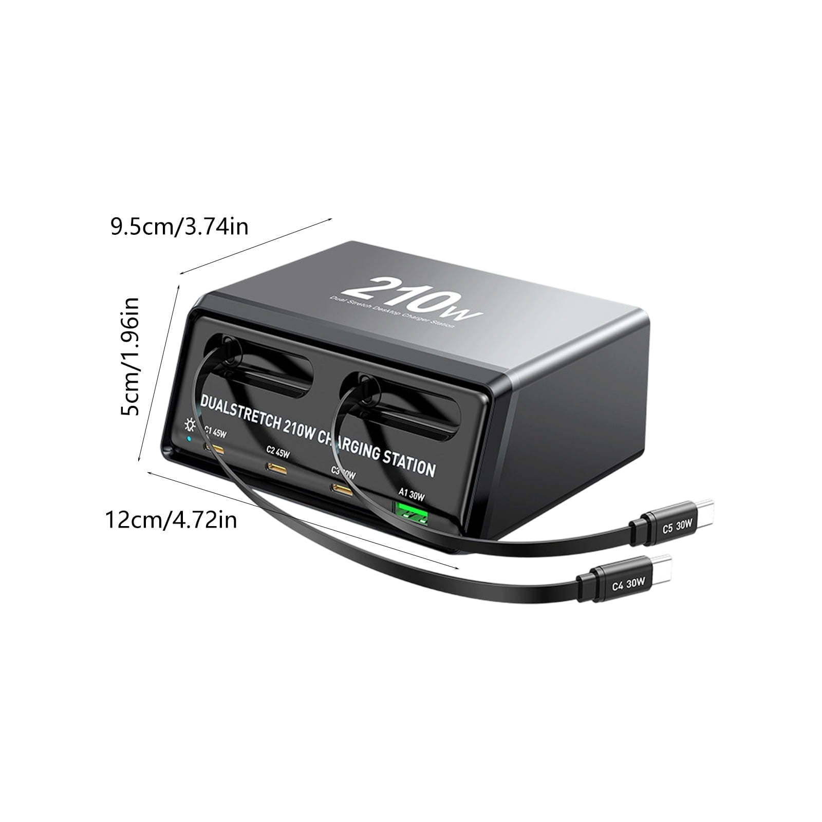 Compact Retractable Cable Chargers 210W for Phones Tablets Laptops Multi Port Design Efficient Charging