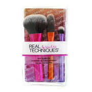 Real Techniques Cruelty Free Mini Brush Trio; With Ultra Plush Custom Cut Synthetic Bristles and Extended Aluminum Ferrules to Build Coverage