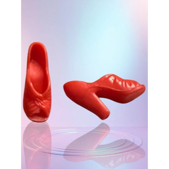 Doll Shoes Red Orange Peep Toe Heels