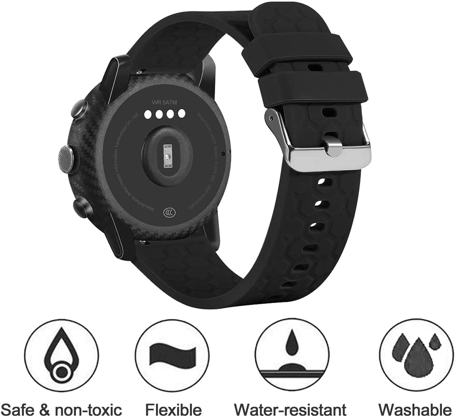 CRKMGS-Compatible with Wyze Watch 47/44mm Bands Replacement Accessory Sport Colourful Silicone Bracelet 22MM Strap Band for Wyze Watch 47/44mm Smartwatch, Soft and Durable