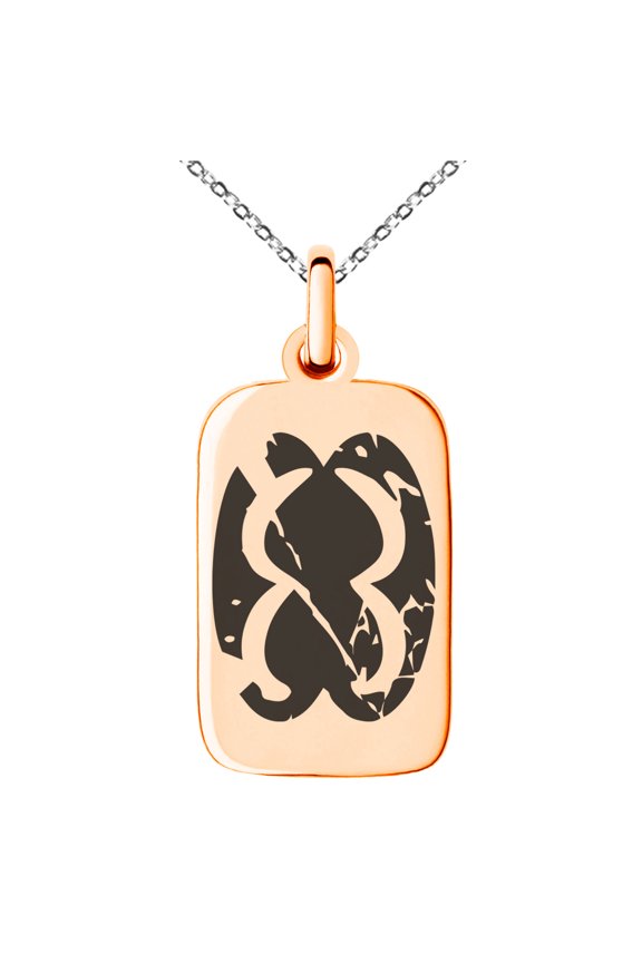 Stainless Steel Ancient Tribal Unity Rune Engraved Small Rectangle Dog Tag Charm Pendant Necklace
