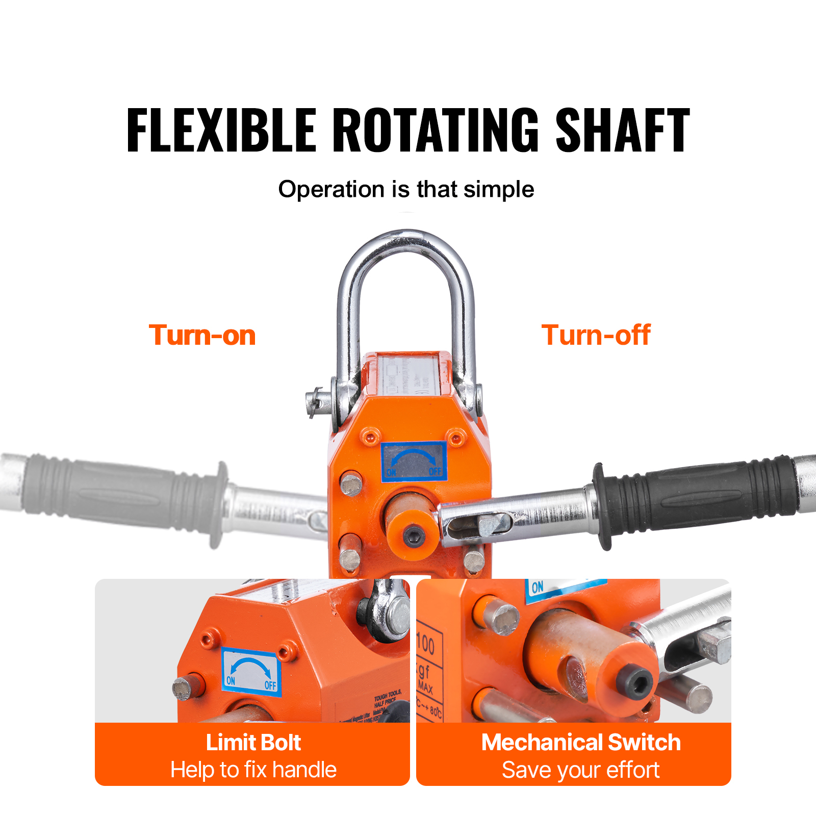 KFFKFF Magnet Lifter, 220 lbs/100 kg Load Limit, 2.5 Security Ratio, Neodymium & Steel, Release-Enabled Lifting Magnet, Constant Lift Magnets, Robust Magnet for Hoist, Workshop Crane, Block, Board